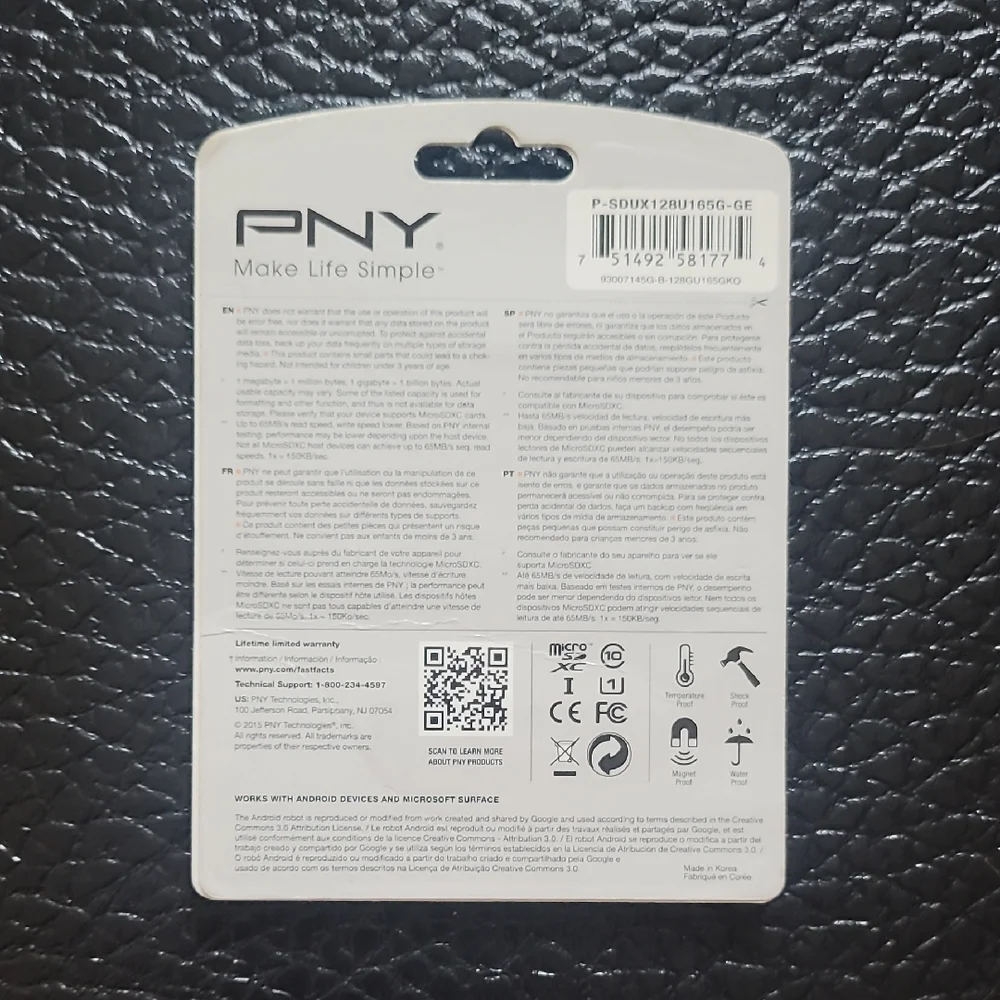 PNY 128GB 65x Black MicroSD Memory Card
